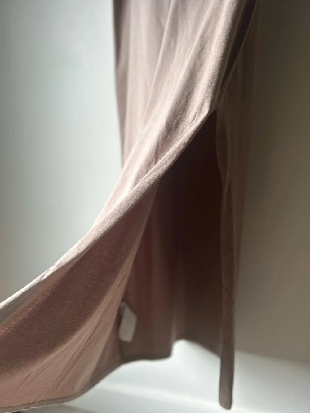 ABERCROMBIE & FITCH Taupe Cotton T-Shirt Maxi Dress | Side Slit | Size Small